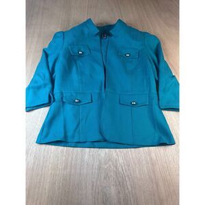 R&K Originals Dark Teal Herringbone Short Sleeve Jacket Women’s 14